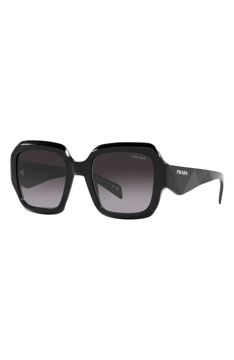 Prada 54mm Rectangular Sunglasses, Alternate, color, Black