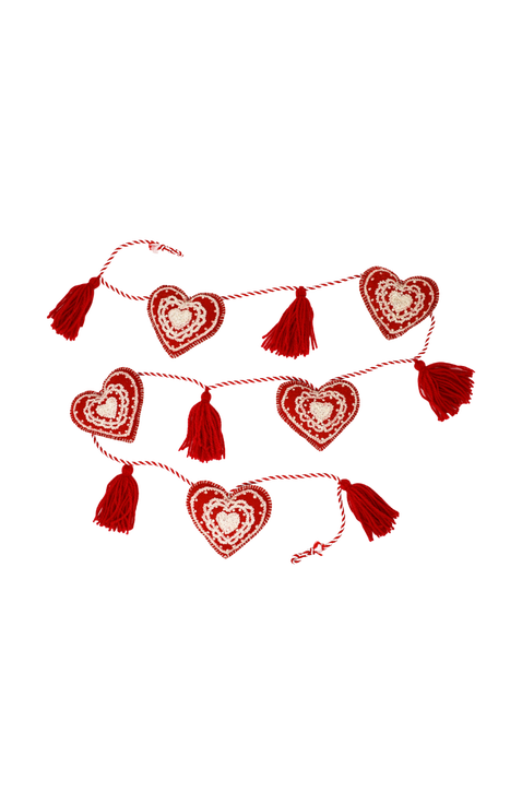 Valentine Heart Garland - Red