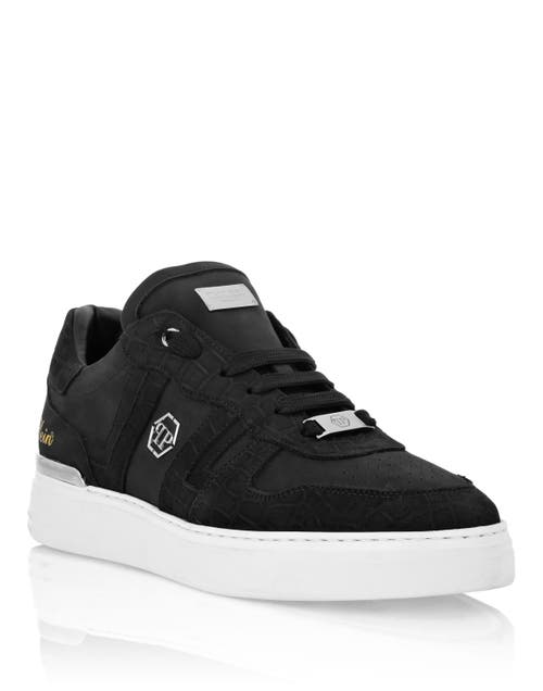 Philipp Plein Nubuck Low Top Sneakers Cocco Unisex In Black