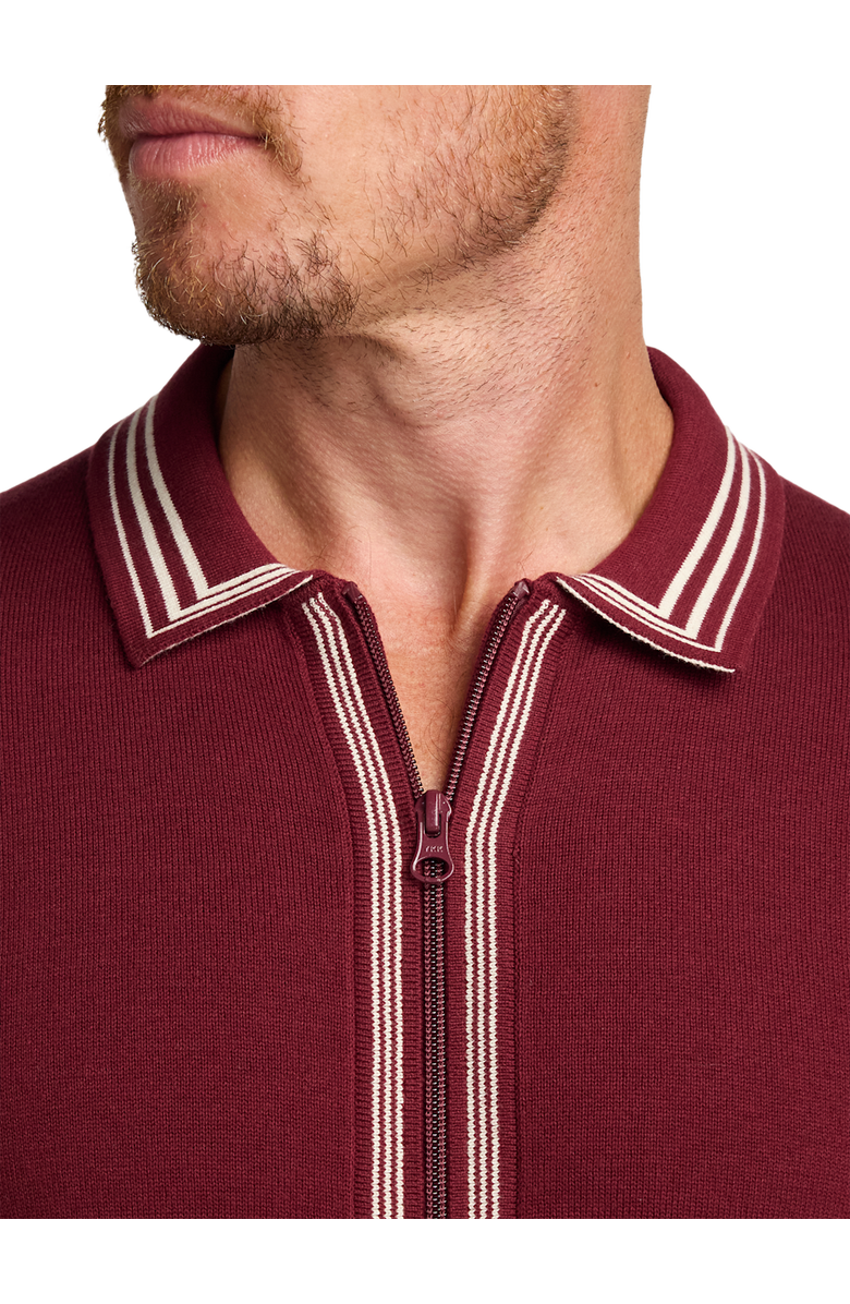 Paul Fredrick Cotton Full Zip Polo, Alternate, color, Burgundy