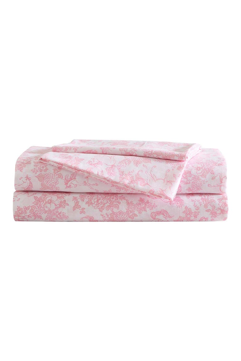 Toile Unicorn Microfiber Sheet Set, Main, color, PINK TOILE UNICORN