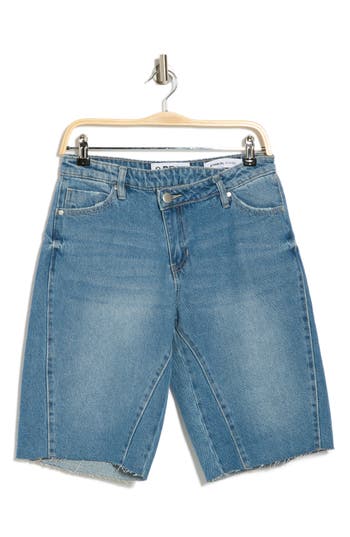 PTCL PTCL CRISSCROSS WAISTBAND RAW HEM DENIM SHORTS 