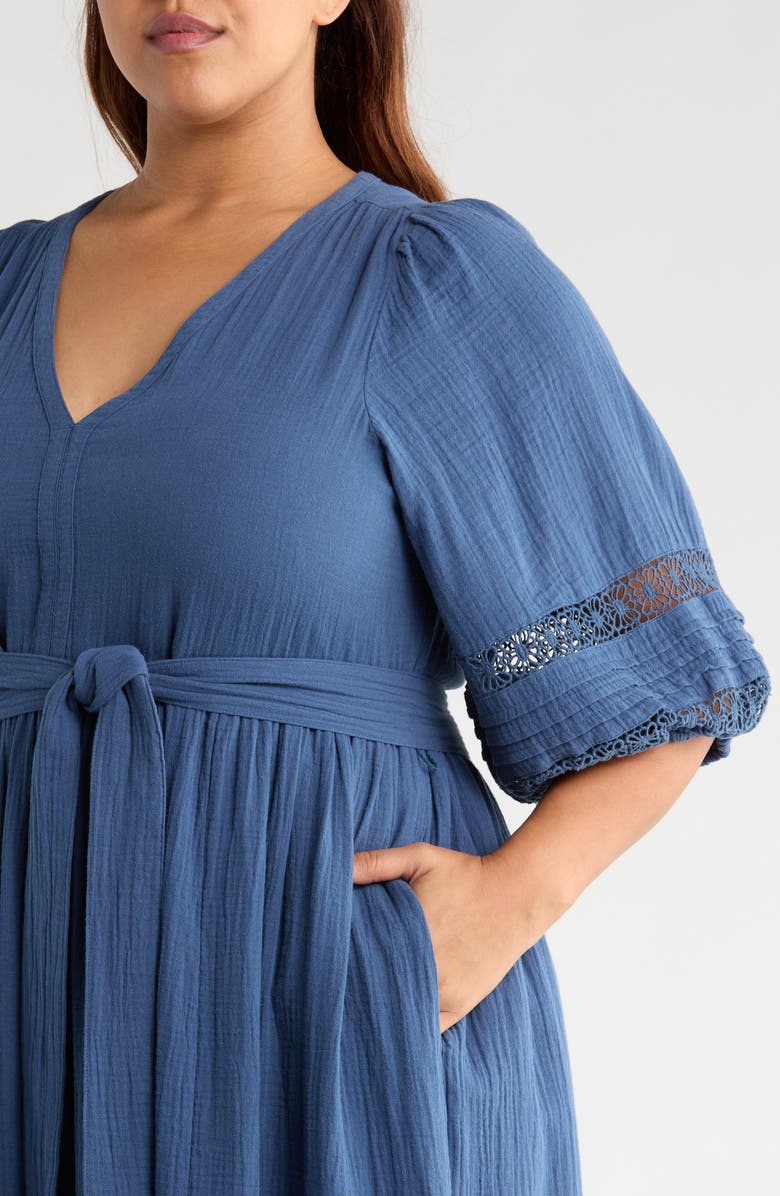 Caslon<sup>®</sup> Belted Cotton Maxi Dress, Alternate, color, Navy Denim