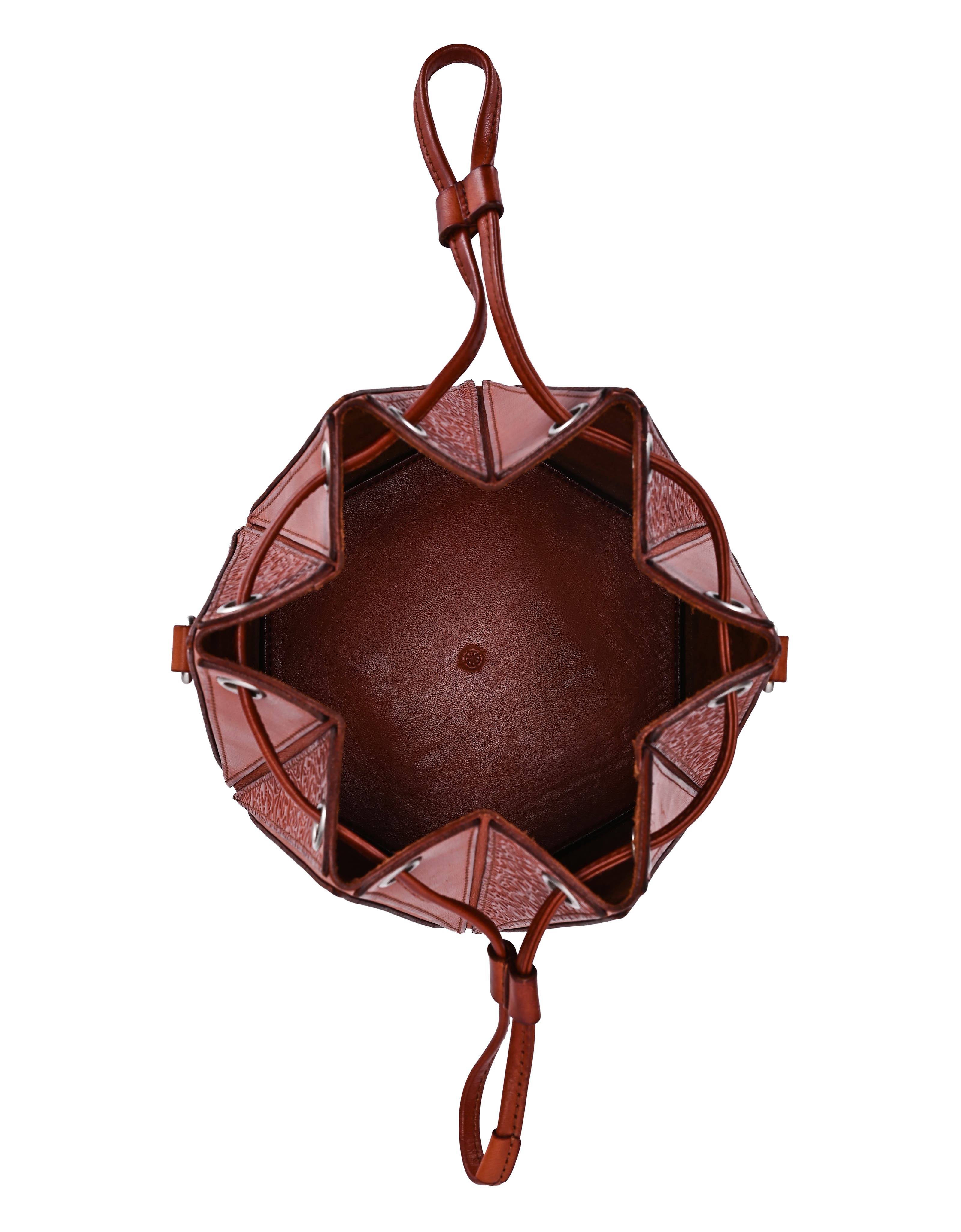 Prism Small Convertible Leather Bucket Crossbody, Alternate, color, Cognac