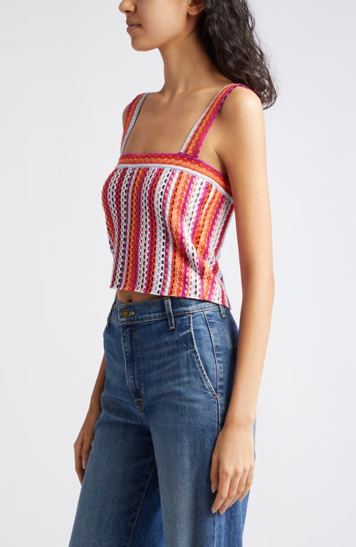 Ramy Brook Vera Stripe Crochet Camisole In Orange/ivory Multi