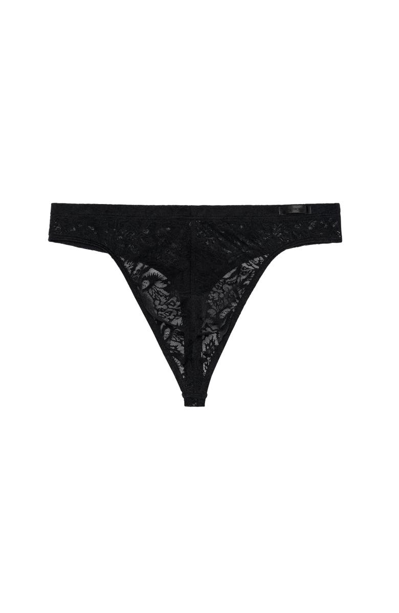 HOM Free Cut Lace Thong, Main, color, Black