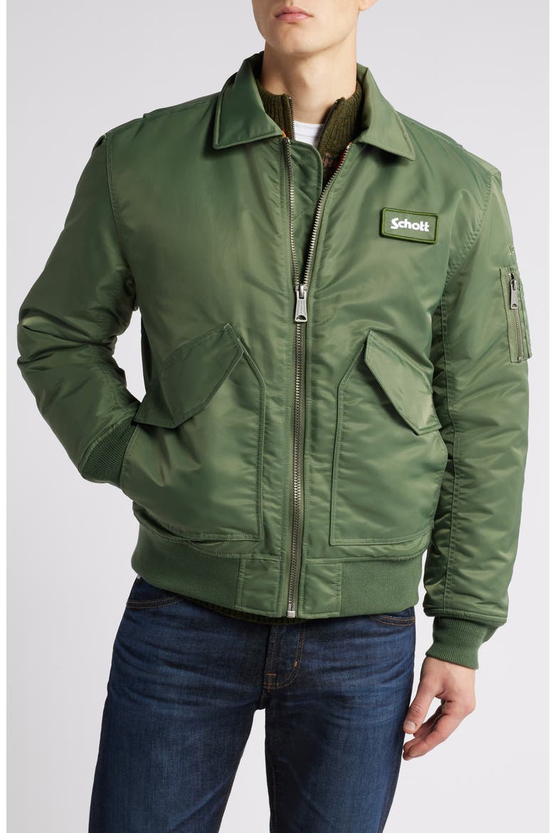 Water Resistant Satin Flight Jacket, Alternate, color, SAGE