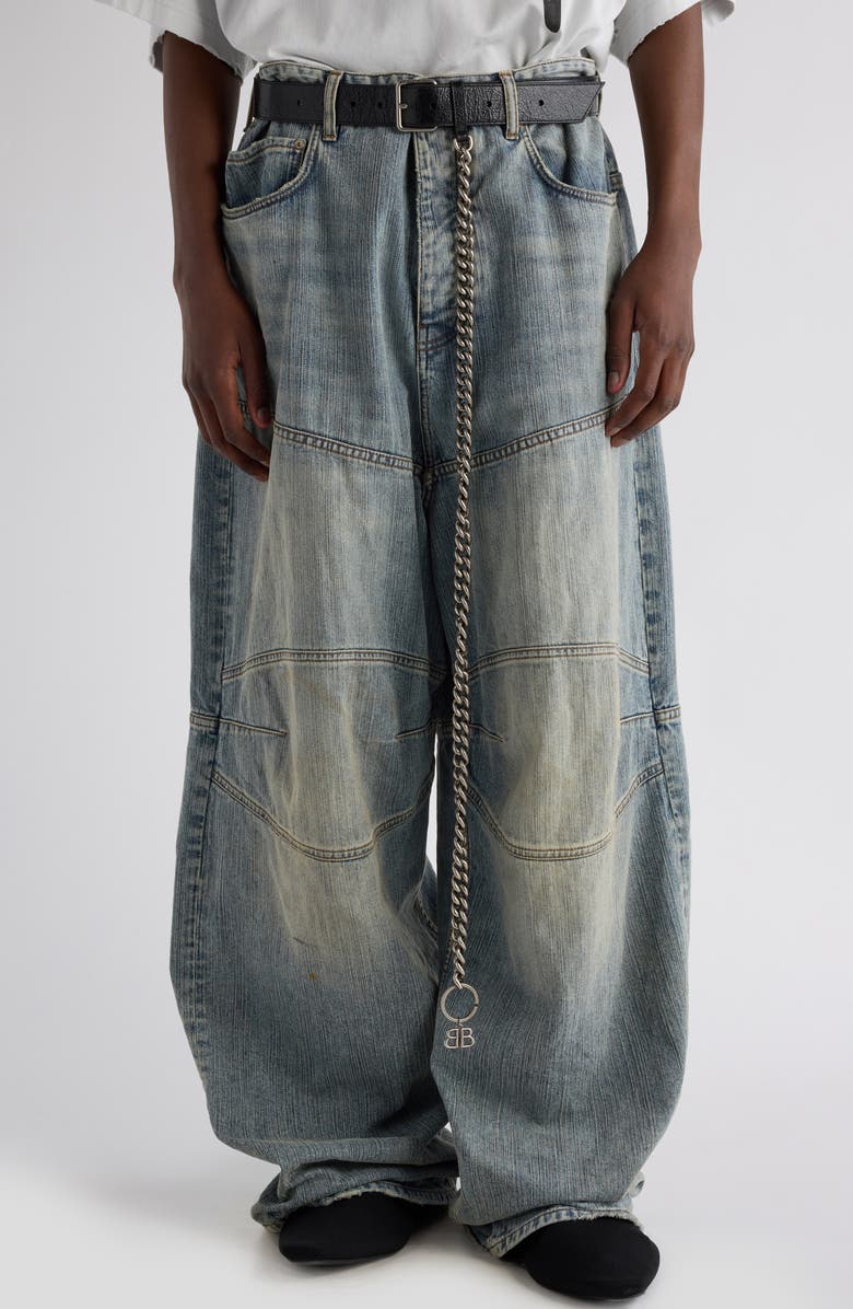 Balenciaga Monaco Chain Detailed Leather Belt, Alternate, color, 1000 Black