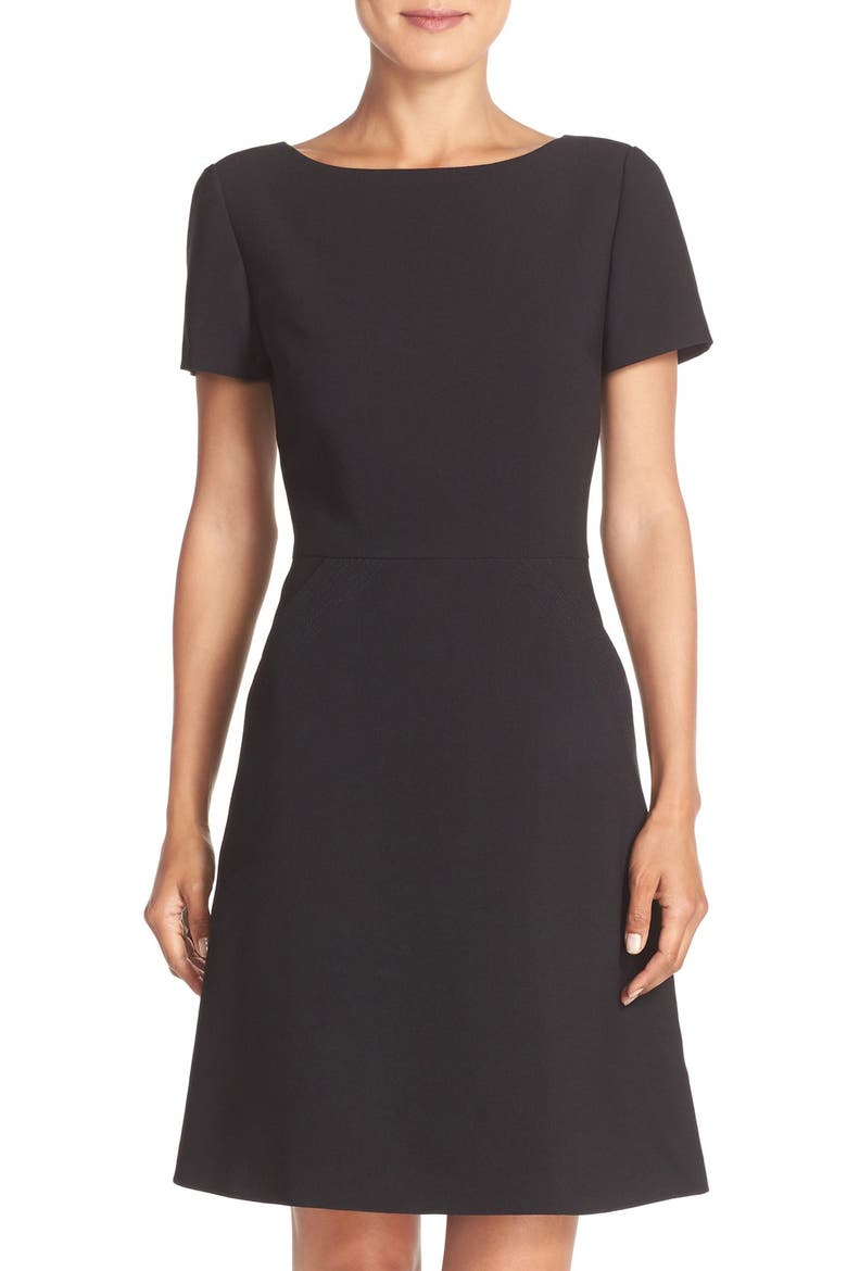 Stretch A-Line Dress, Main, color, BLACK
