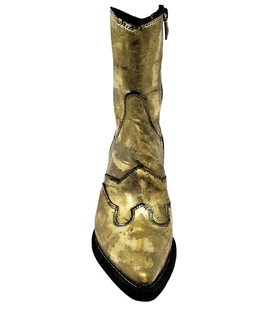 Laminated Pointy Toe Ankle Boot, Alternate, color, Gold