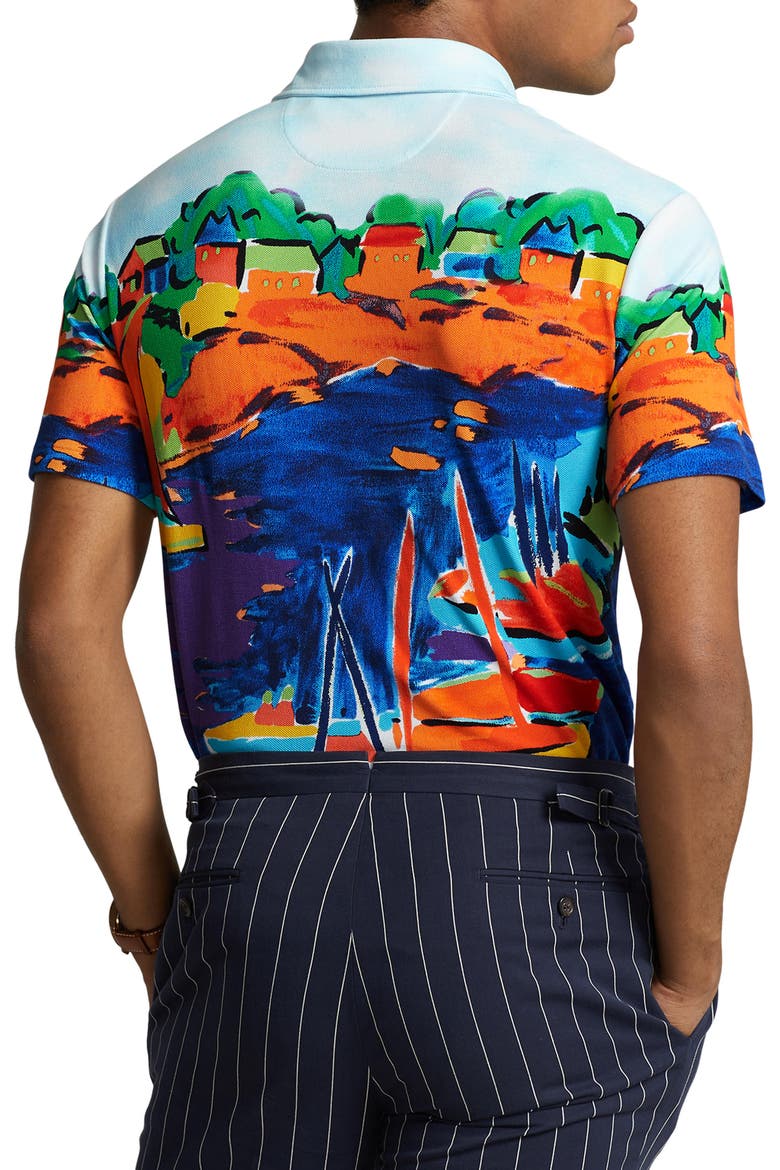 Classic Fit Print Mesh Polo, Alternate, color, VISTA SAIL