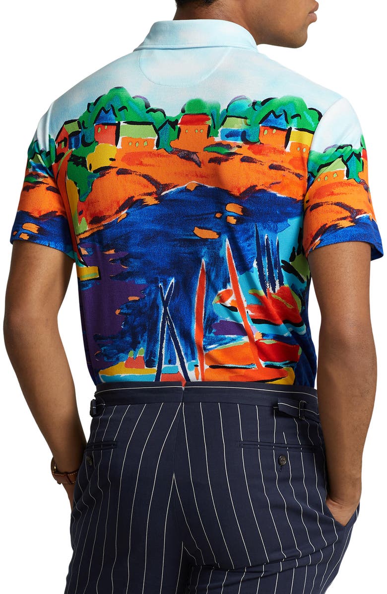 Polo Ralph Lauren Classic Fit Print Mesh Polo, Alternate, color, Vista Sail