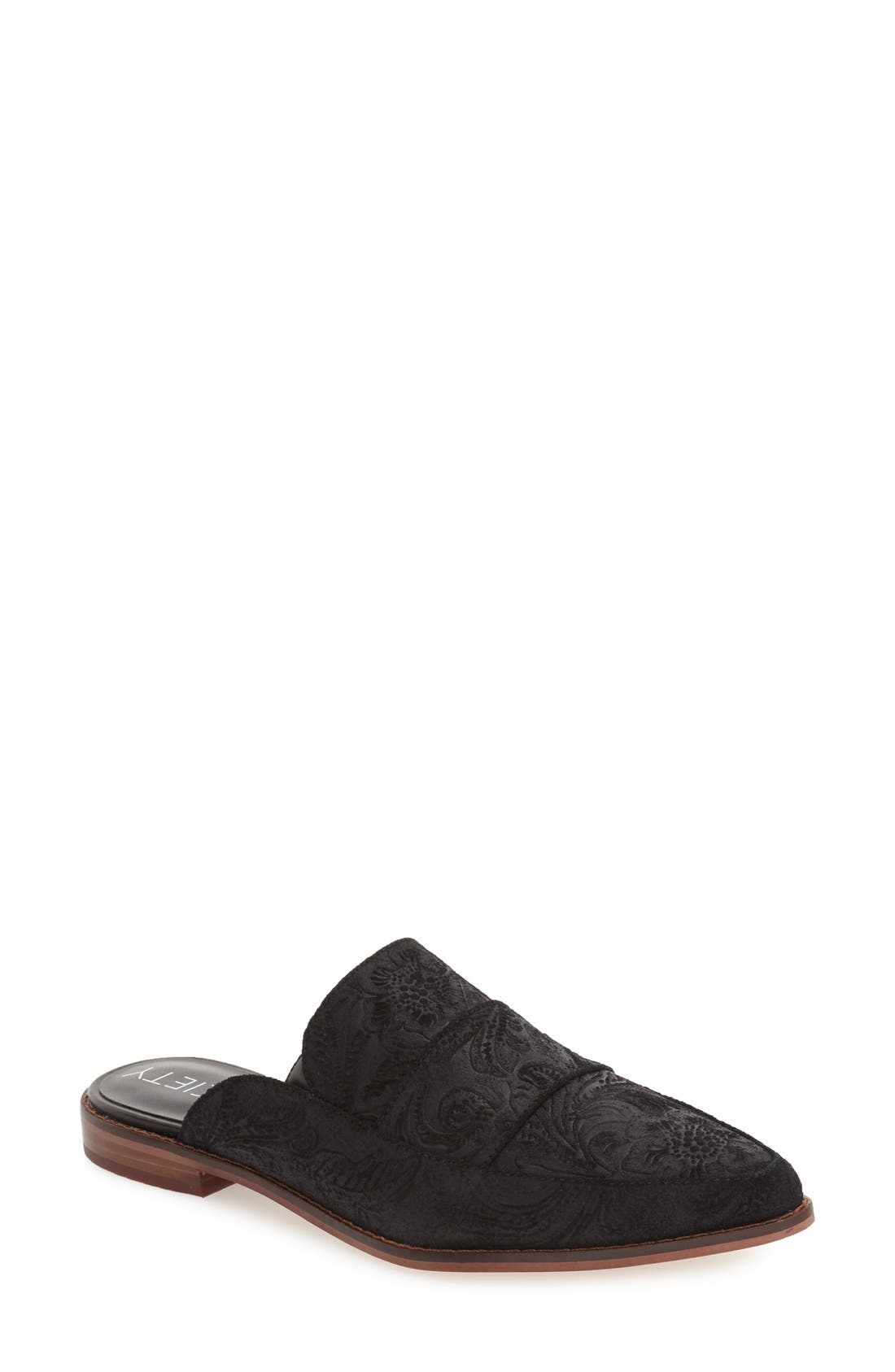 'Aura' Mule, Main, color, BLACK EMBOSSED LEATHER