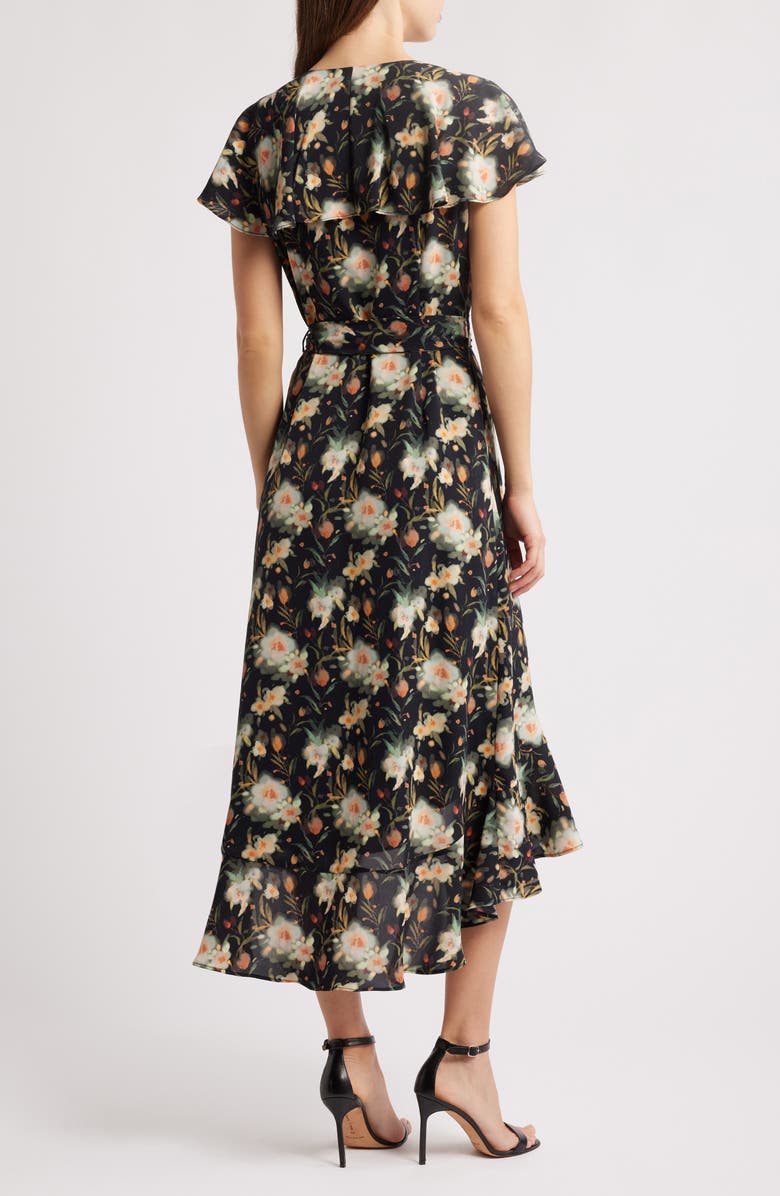 Chelsea28 Tie Belt Midi Dress, Alternate, color, Black Multi Floral