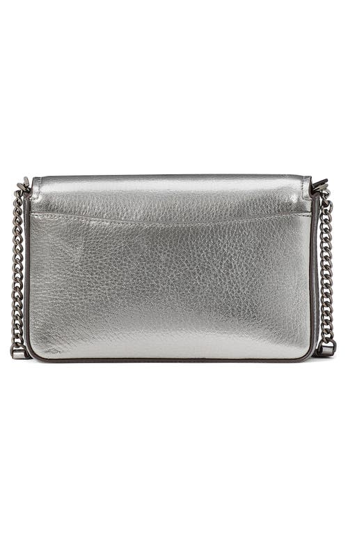 Kate Spade New York Morgan Bow Embellished Metallic Leather Wallet On A Chain In Gray