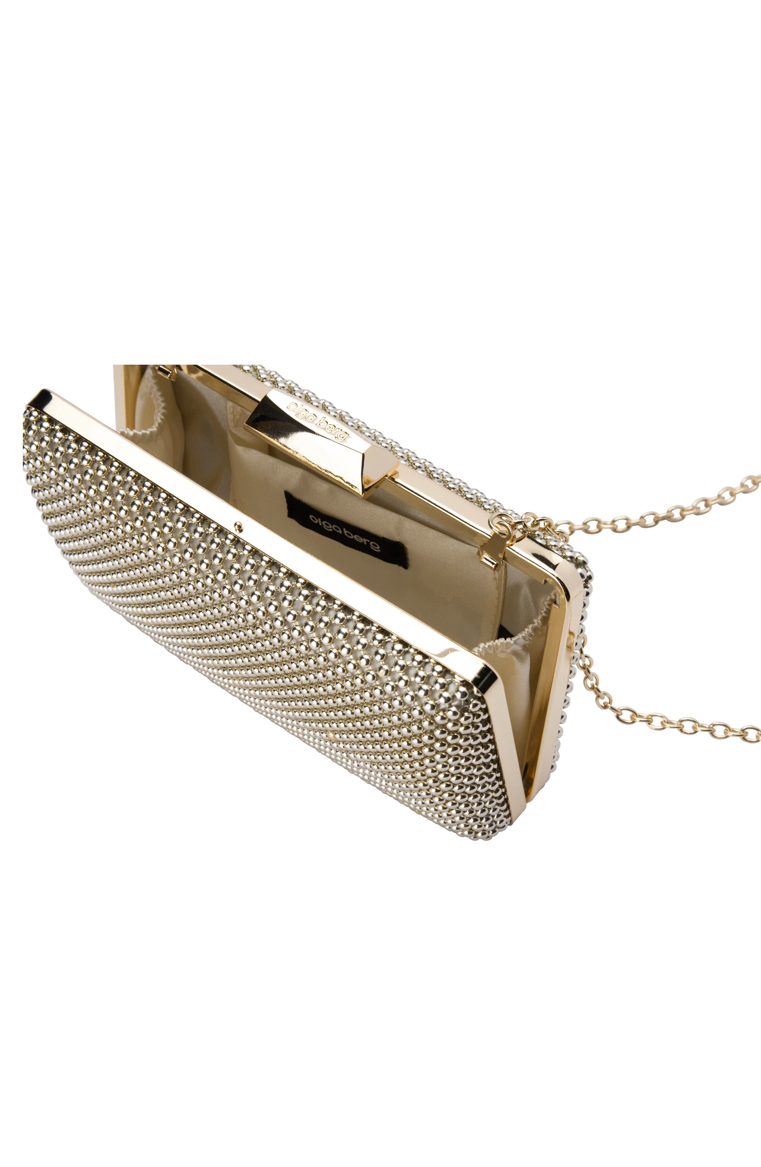 Natasha Mesh Clutch, Alternate, color, GOLD