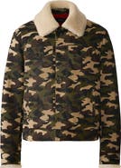 Mackage Nash Camo Cotton Trucker Jacket with Removable Genuine Shearling Collar