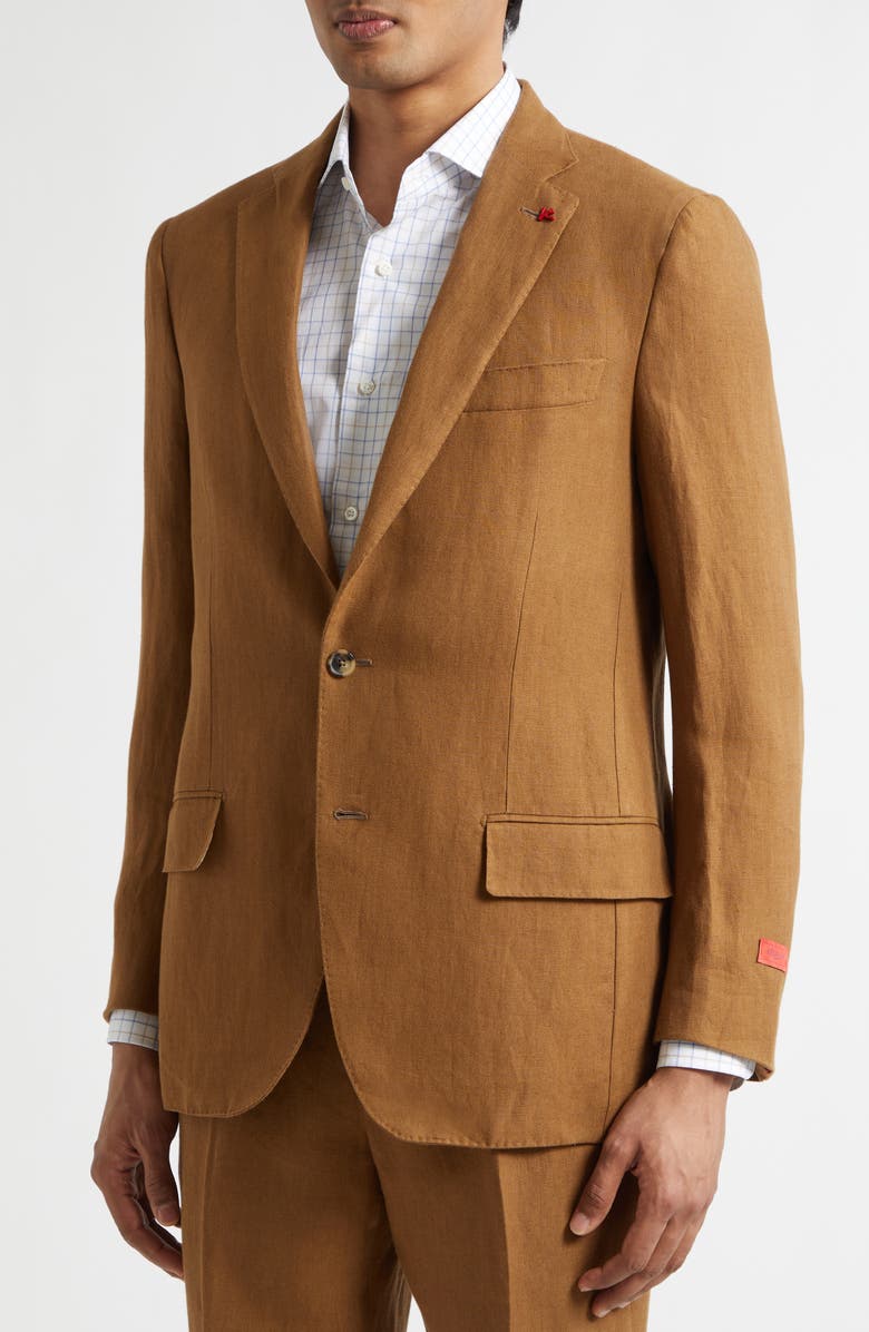 ISAIA Unito Linen Twill Suit, Alternate, color, Medium Brown