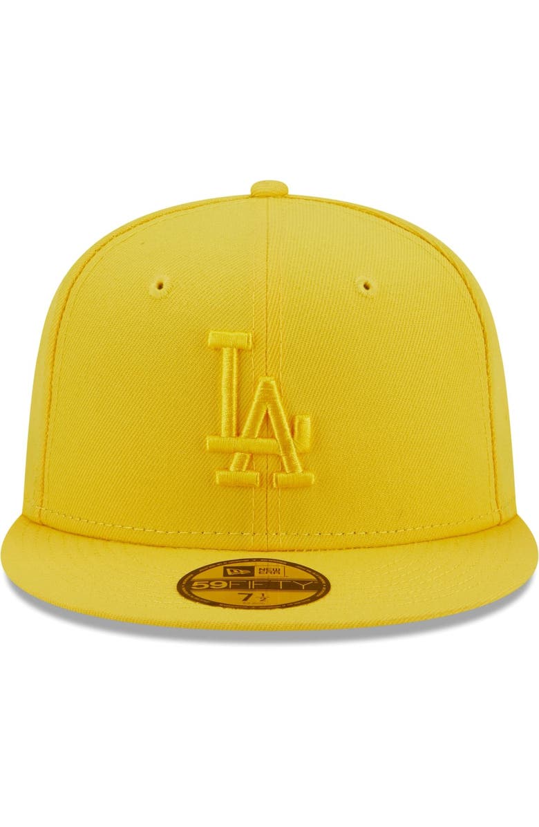 New Era Men's New Era Yellow Los Angeles Dodgers Icon Color Pack 59FIFTY Fitted Hat, Alternate, color, 