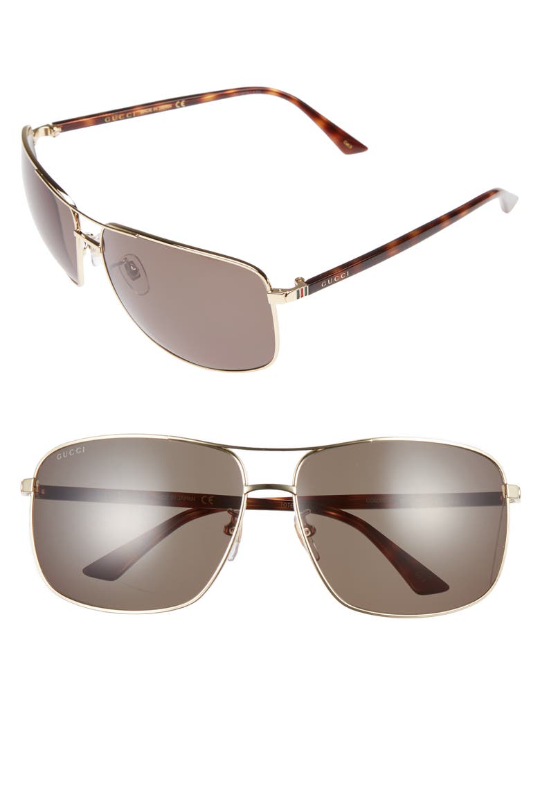 Retro Web Caravan 66mm Sunglasses, Main, color, GOLD W/ HAVANA/ GREEN