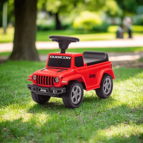 Jeep Rubicon Foot-to-Floor Ride-On Toy for Toddlers 1-3, Engine Sounds, Under-Seat Storage, White