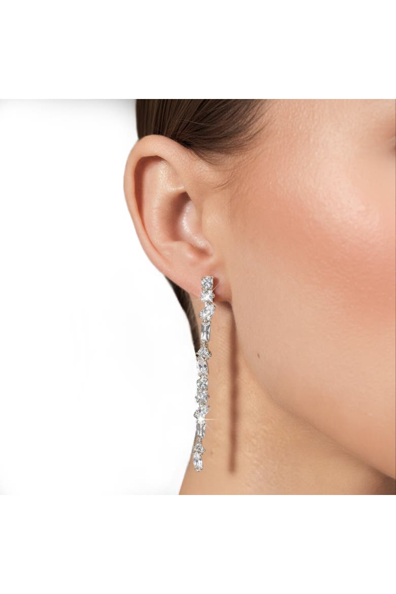 Julie L Earrings, Alternate, color, White/White Rhodium