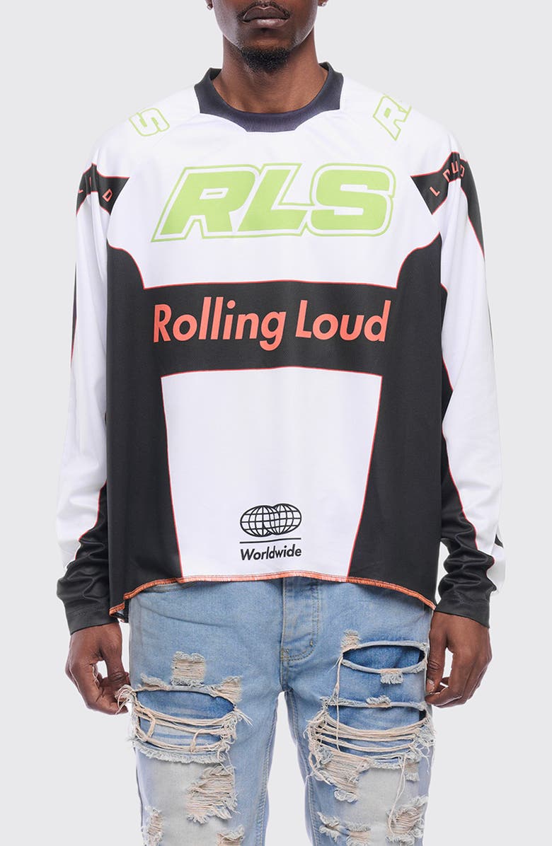 Rolling Loud RL Sport Oversize Moto Jersey, Main, color, Black