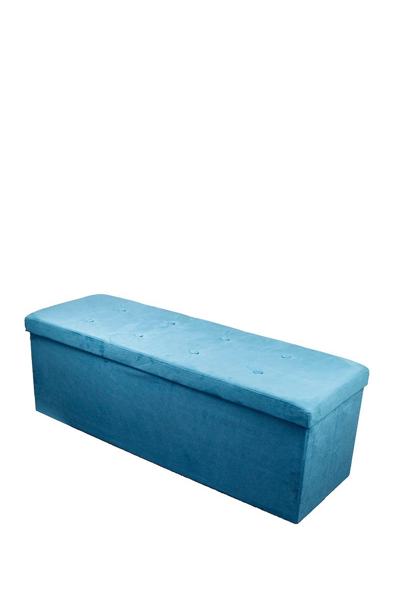SORBUS Faux Suede Foldable Storage Bench - Teal, Main, color, 