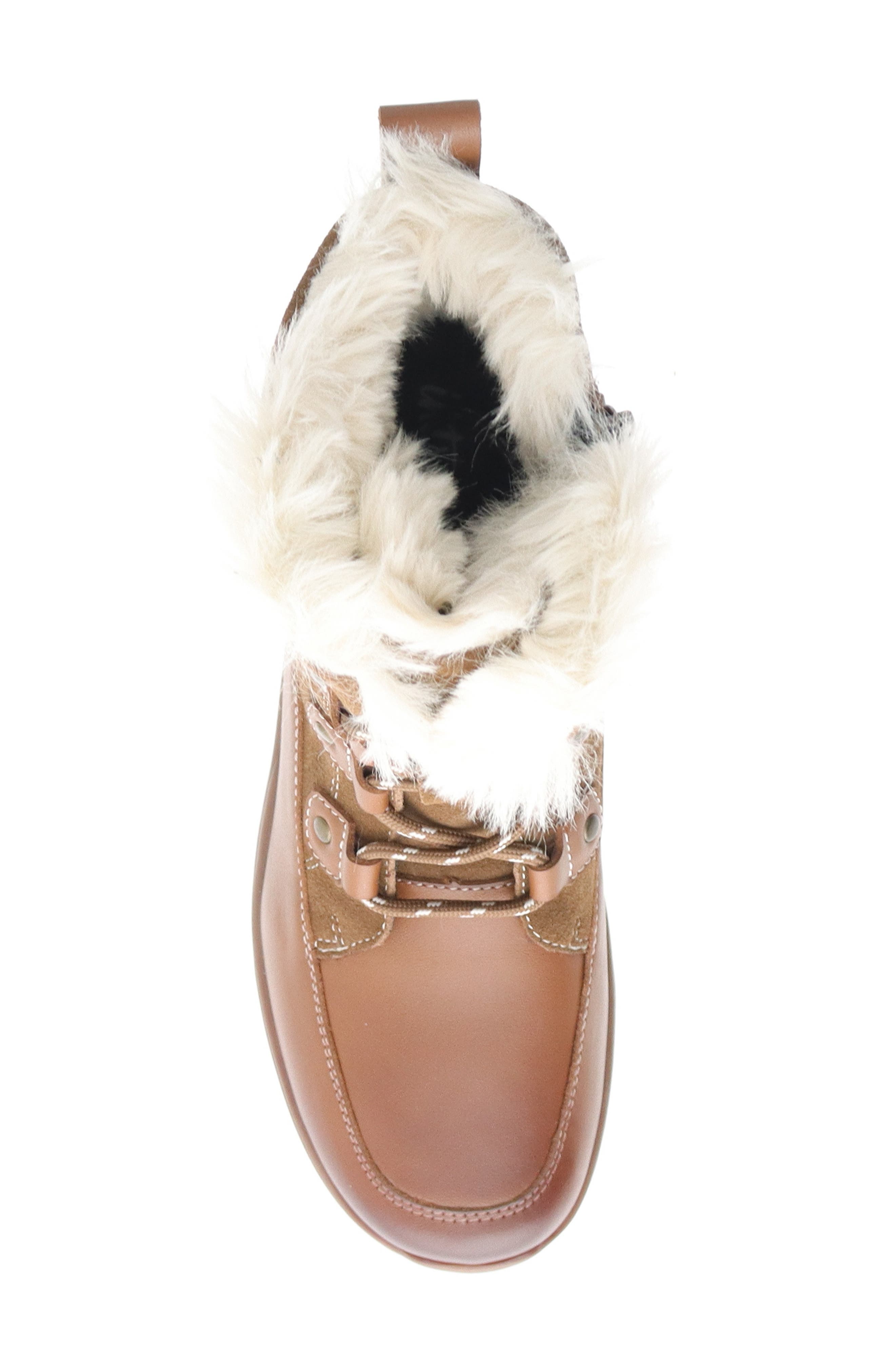 Dulcie Faux Fur Trim Bootie, Alternate, color, BROWN