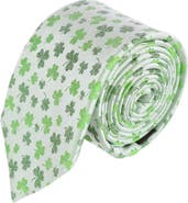 Trafalgar White Shamrock Novelty Silk Necktie