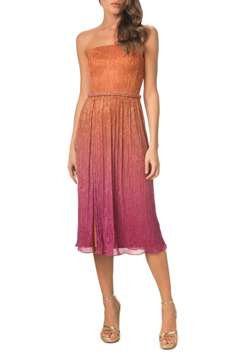 Haldis Metallic Ombré Strapless Cocktail Dress