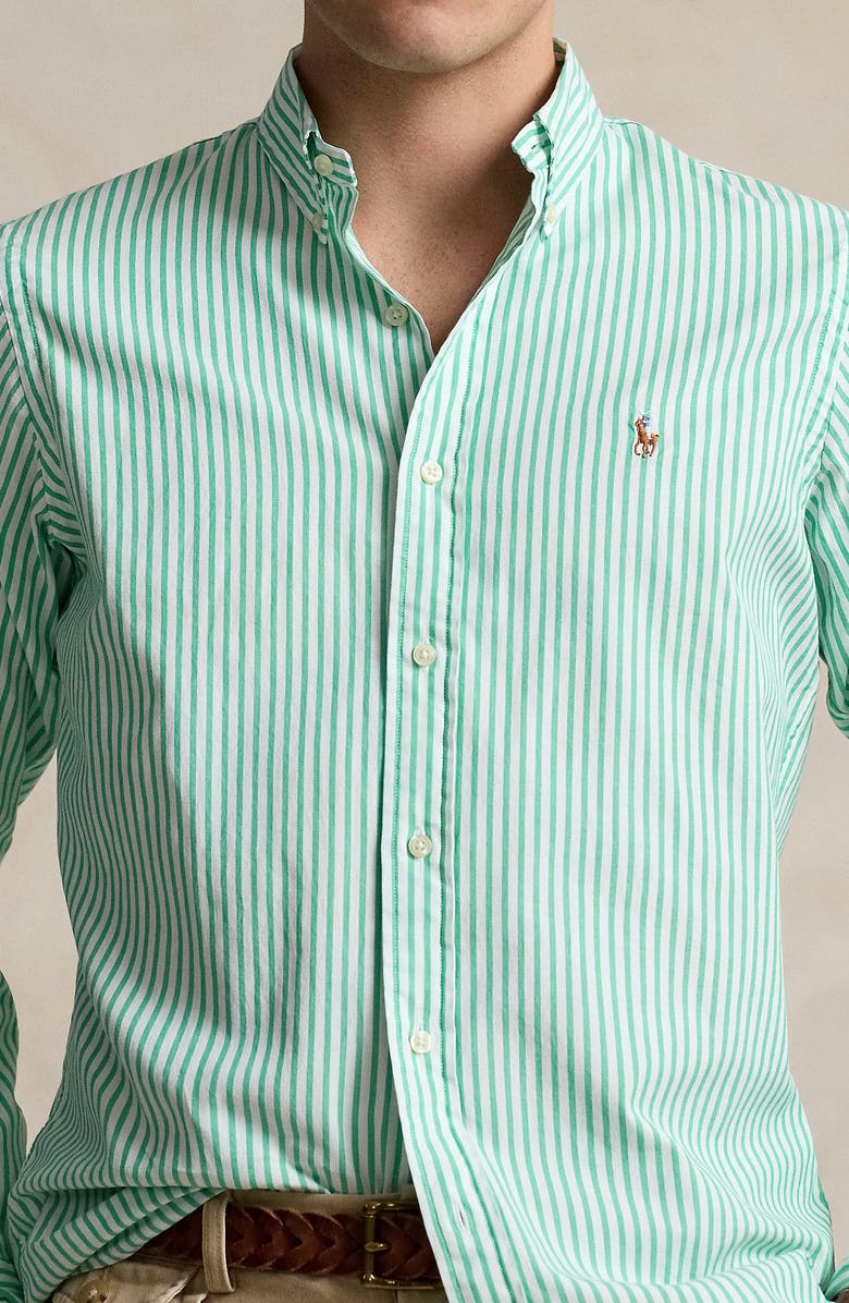 Polo Ralph Lauren Stripe Stretch Cotton Oxford Button-Down Shirt, Alternate, color, 