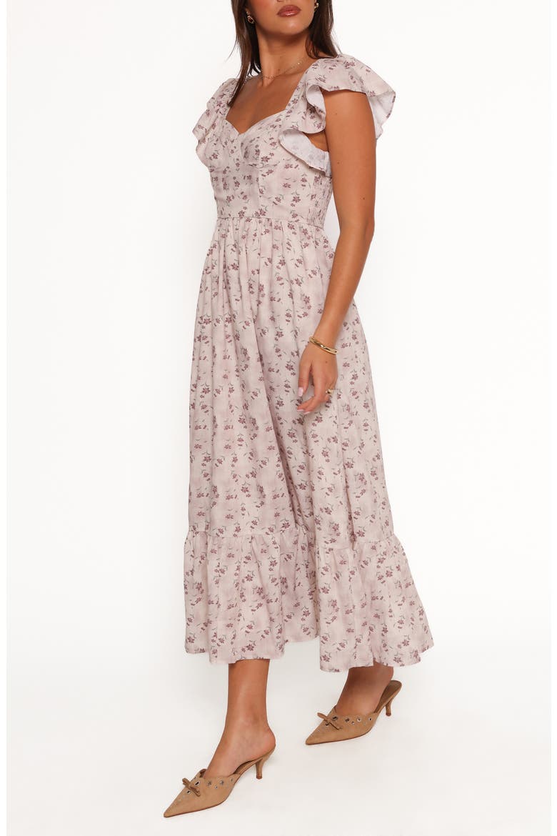 Myles Flutter Sleeve Maxi Sundress, Alternate, color, BEIGE FLORAL