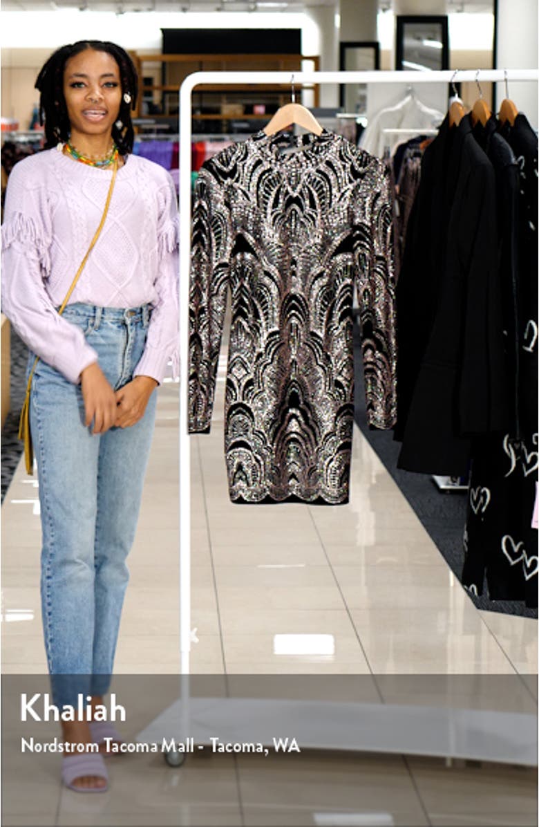 Glitter Long Sleeve Body-Con Minidress, sales video thumbnail