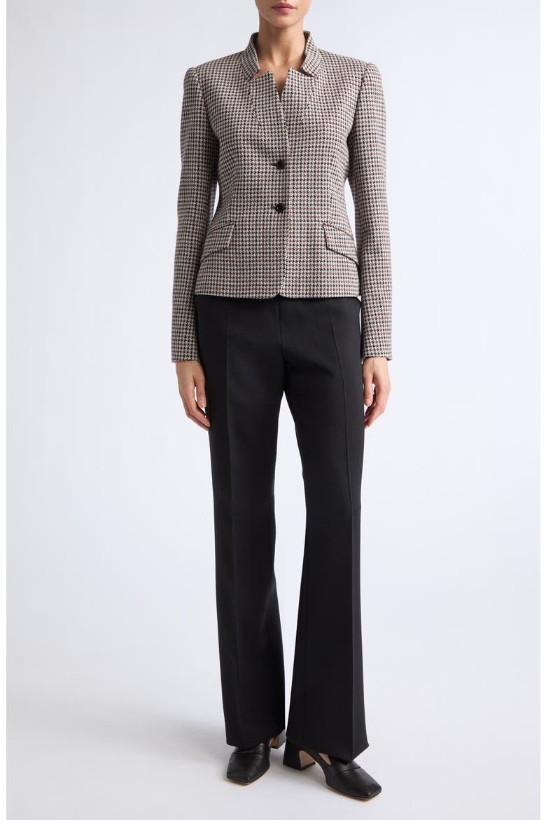 Houndstooth Stand Collar Jacket, Alternate, color, TOBACCO