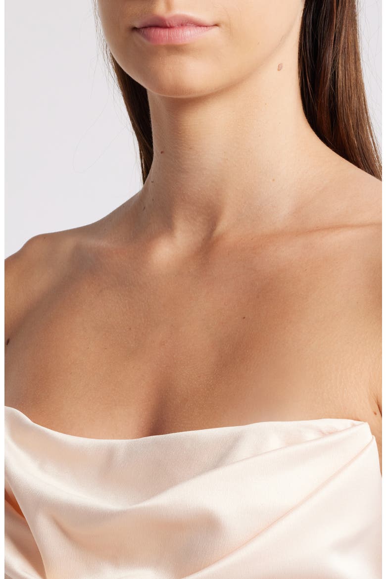 Adrienne Pleated Strapless Gown, Alternate, color, CHAMPAGNE
