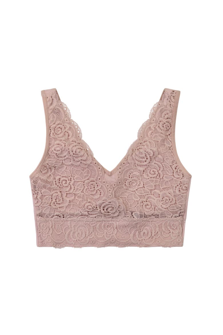 Soft Reversible V Lace Bralette, Alternate, color, Pale Mauve