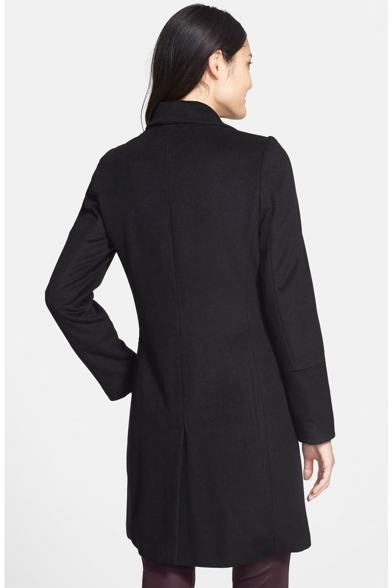 Notch Collar Wool Blend Coat, Alternate, color, BLACK