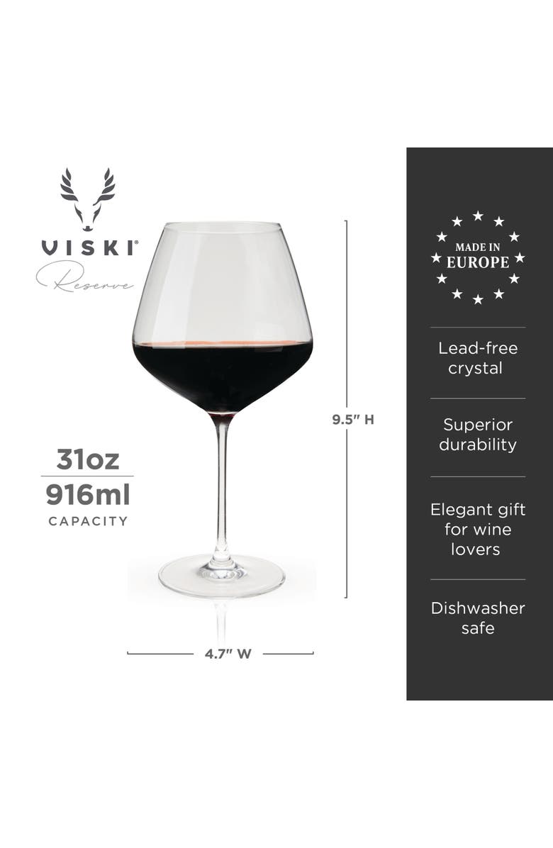 Viski Reserve European Crystal Burgundy Glasses Set of 4, Alternate, color, Clear