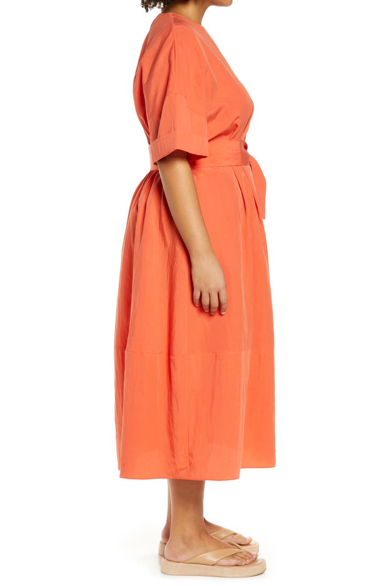 Vince Cuff Sleeve Belted Midi Dress, Alternate, color, 