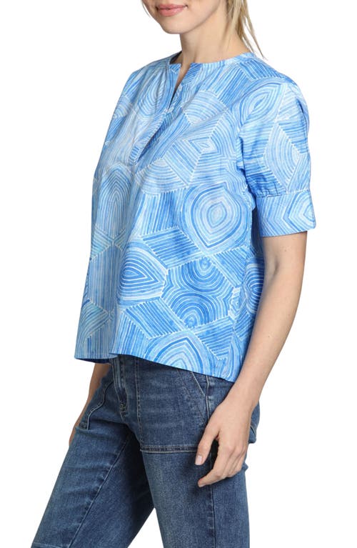 Apny Print Short Sleeve Top In Blue/white