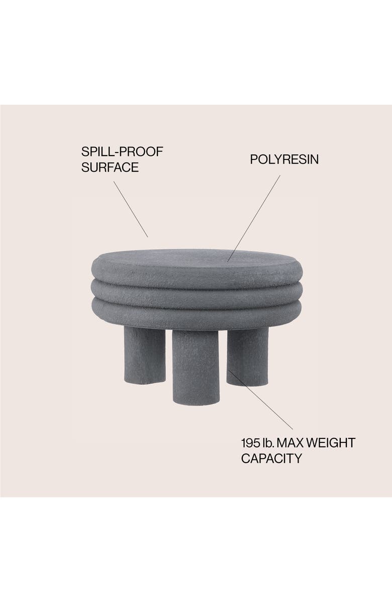 JONATHAN Y Rashida Contemporary Minimalist Curvy Low Indoor/Outdoor Accent Table, Alternate, color, Gray Frosted