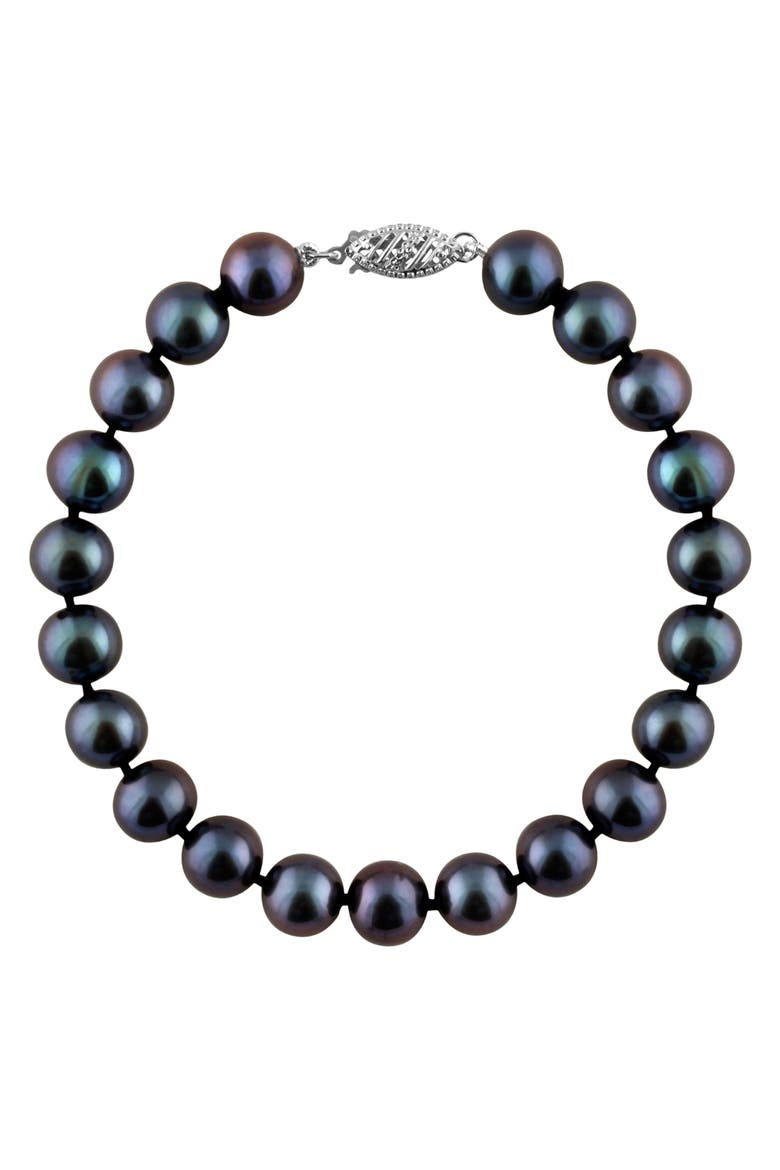 9-10mm Cultured Freshwater Pearl Necklace, Main, color, BLACK