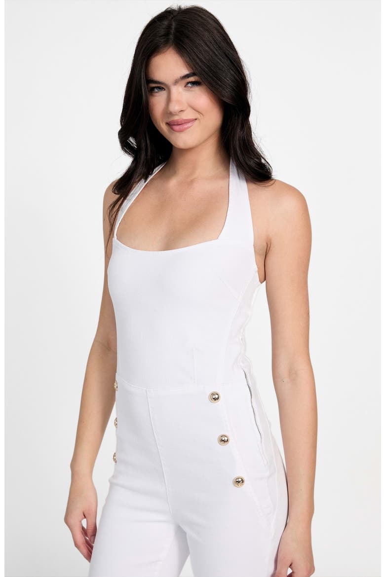 Blair Halter Denim Jumpsuit, Alternate, color, PURE WHITE