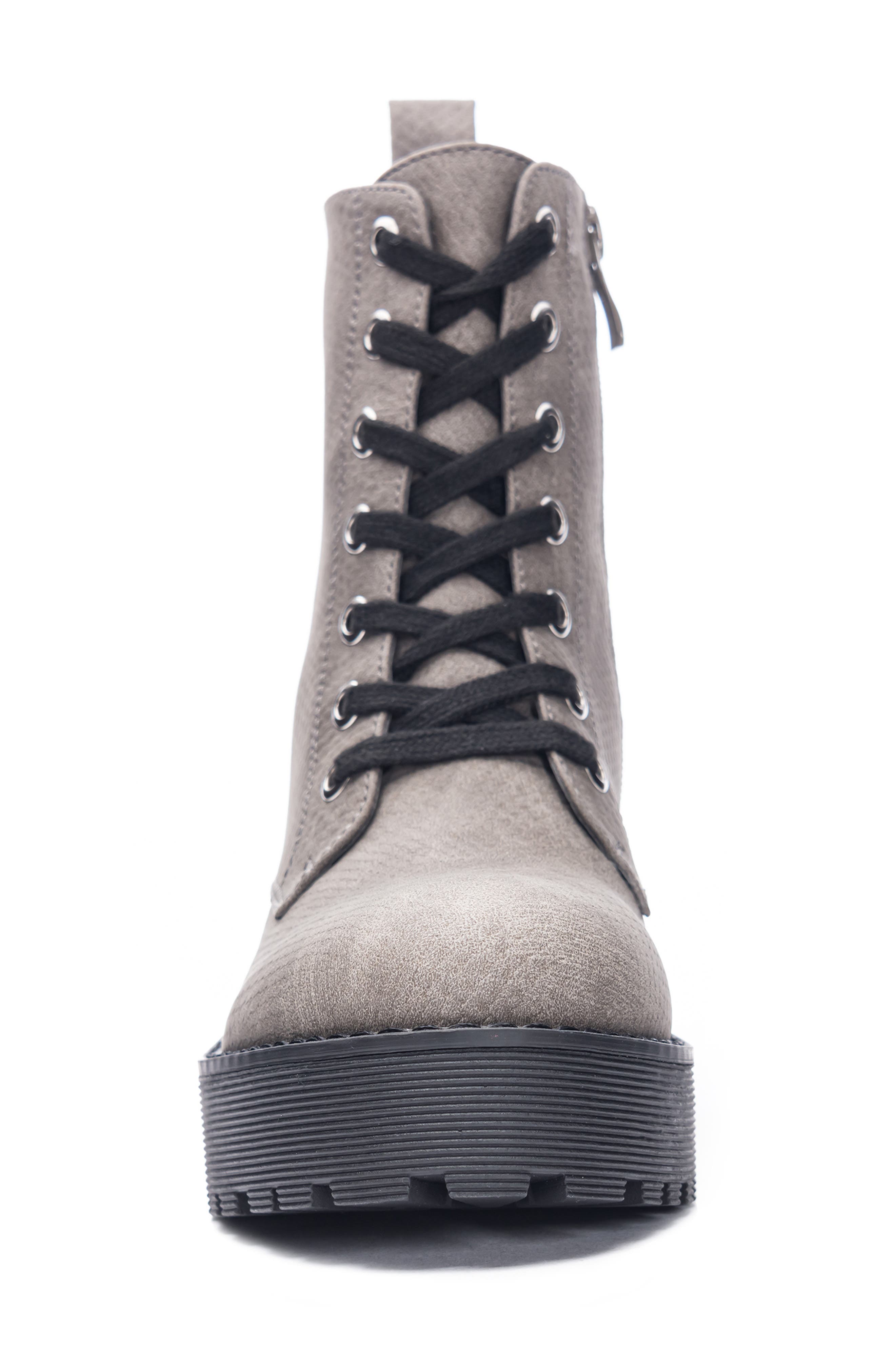 Mazzy Lace-Up Boot, Alternate, color, GREY FAUX LEATHER