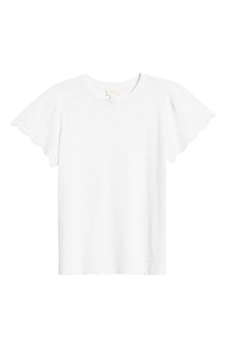 Caslon<sup>®</sup> Mixed Media Eyelet Sleeve Top, Alternate, color, 