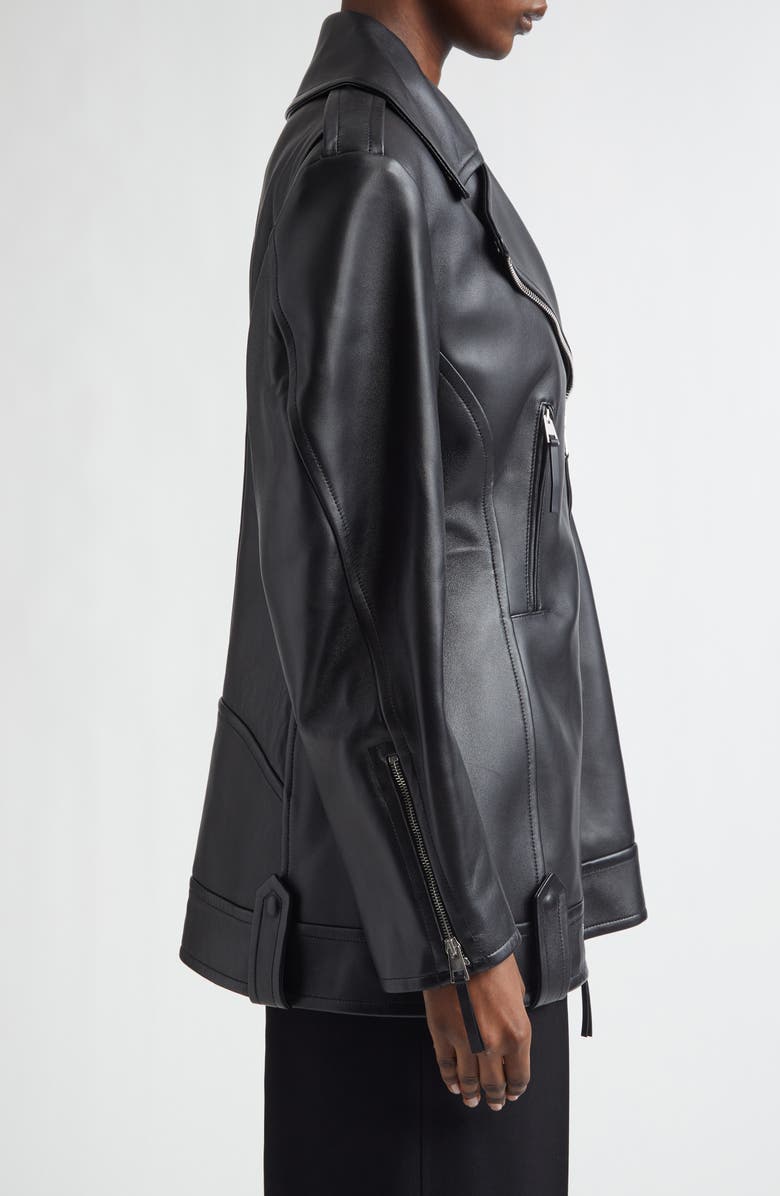 Givenchy Cocoon Crop Leather Biker Jacket, Alternate, color, Black