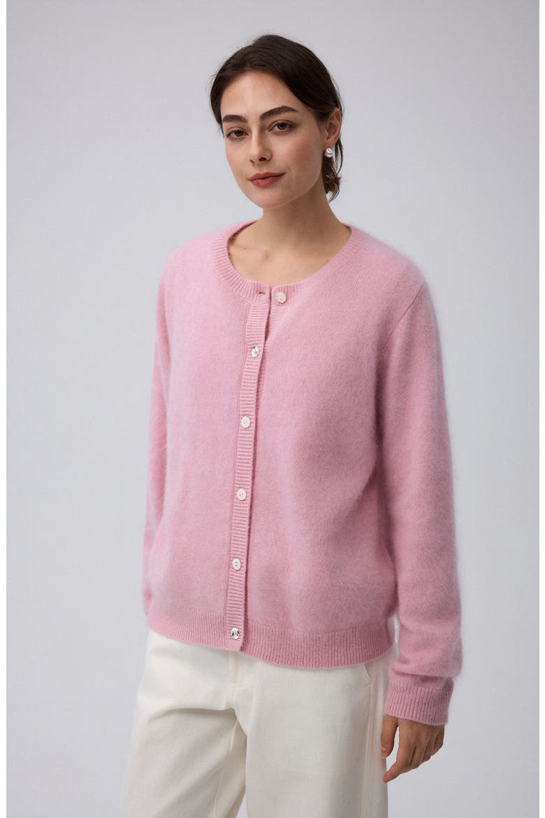 Brushed Wool-Blend Cardigan, Alternate, color, Vintage Pink