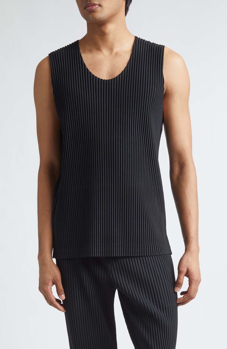 Homme Plissé Issey Miyake Monthly Colors June Pleated Sleeveless Top, Main, color, Black