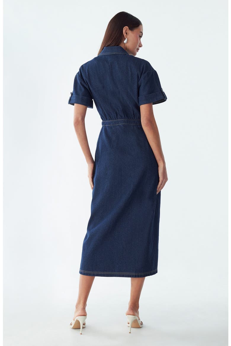 Sil Midi Dress, Alternate, color, Dark Blue Wash